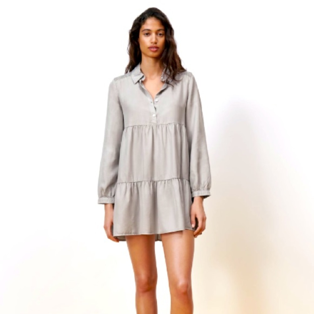Zara tiered mini dress flounced hem gray